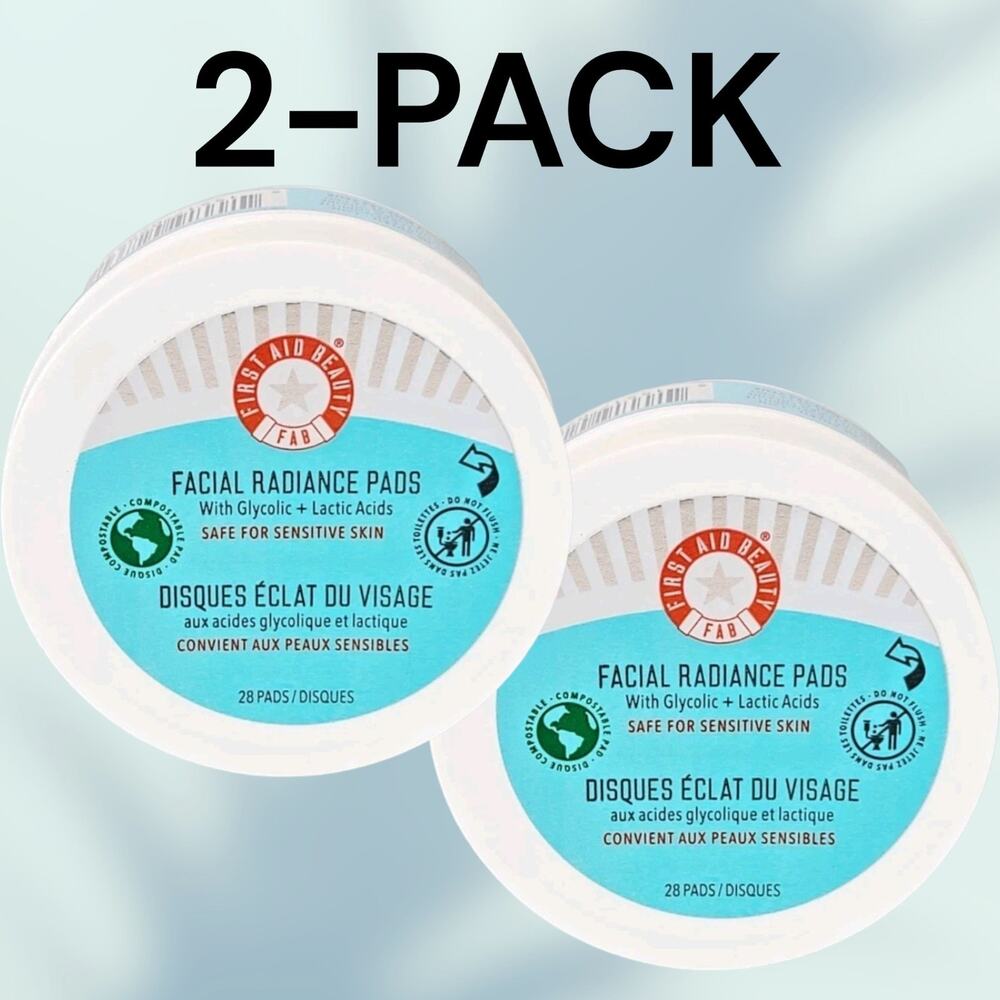 2-PACK First Aid Beauty Facial Radiance Pads Glycolic + Lactic 28 Pads Each